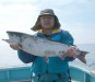 9/15日に浦幌町厚内漁港から大津沖に鮭釣り に行った時の写真です。 　今年は3本あがりました。天気もなく波もあまりなく 気持ちのいい釣りが出来ました。